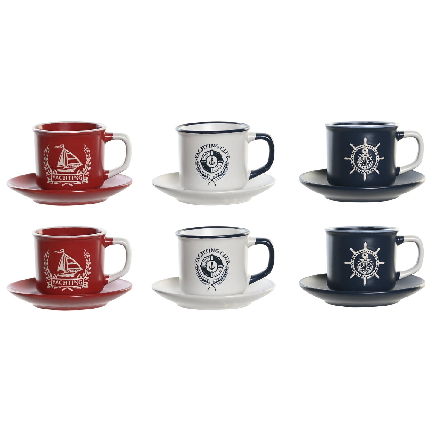 CAFE SET 6 GRES 12:5X12:5X2 150ML: GRABADO AZUL