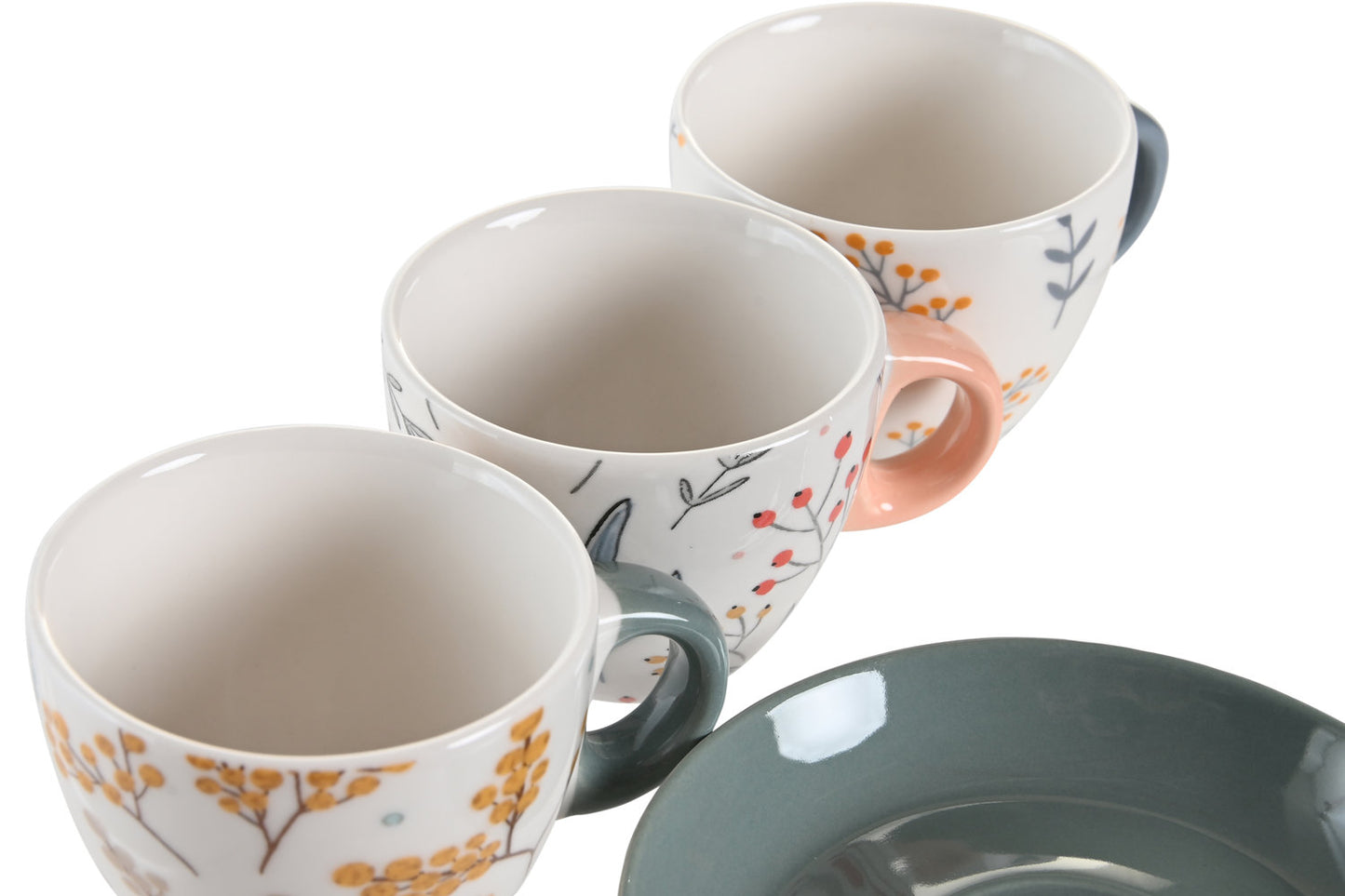 CAFE SET 6 PORCELANA 11X11X2 90ML FLORAL ROSA PALO