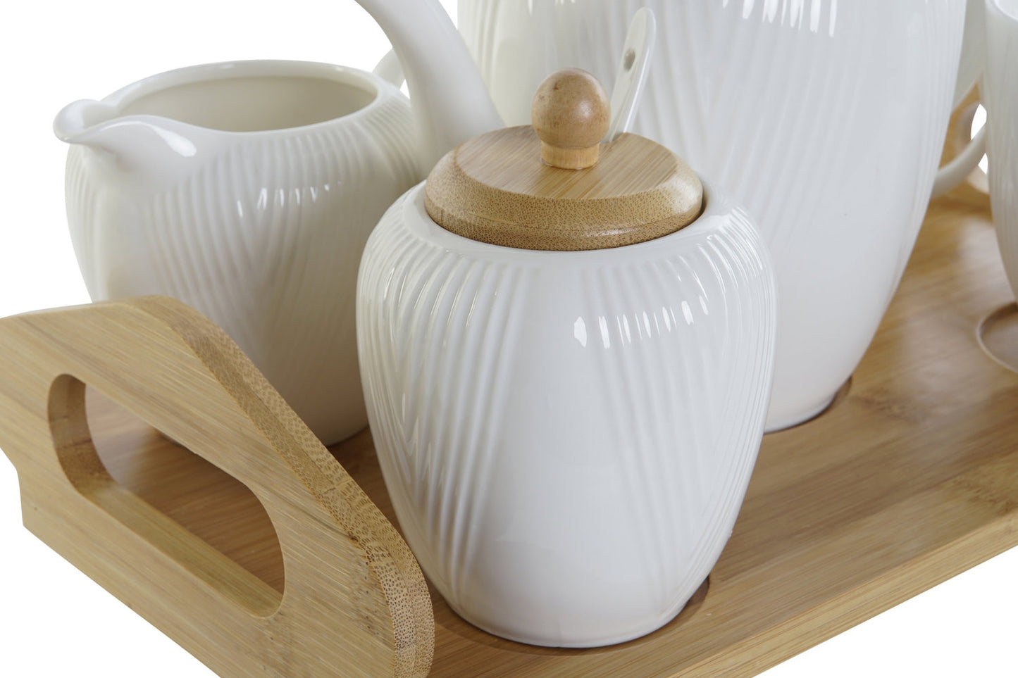 CAFE SET 6 PORCELANA BAMBU 33X20X15 BLANCO