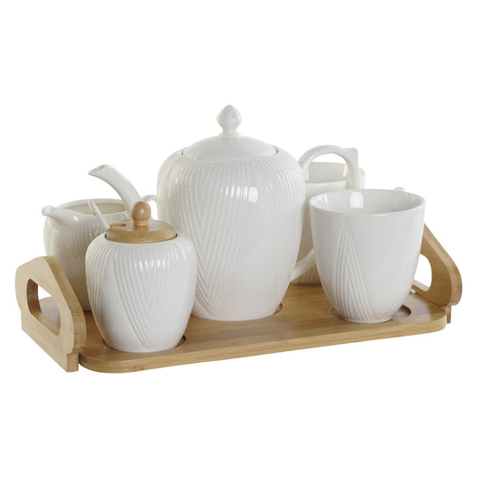 CAFE SET 6 PORCELANA BAMBU 33X20X15 BLANCO