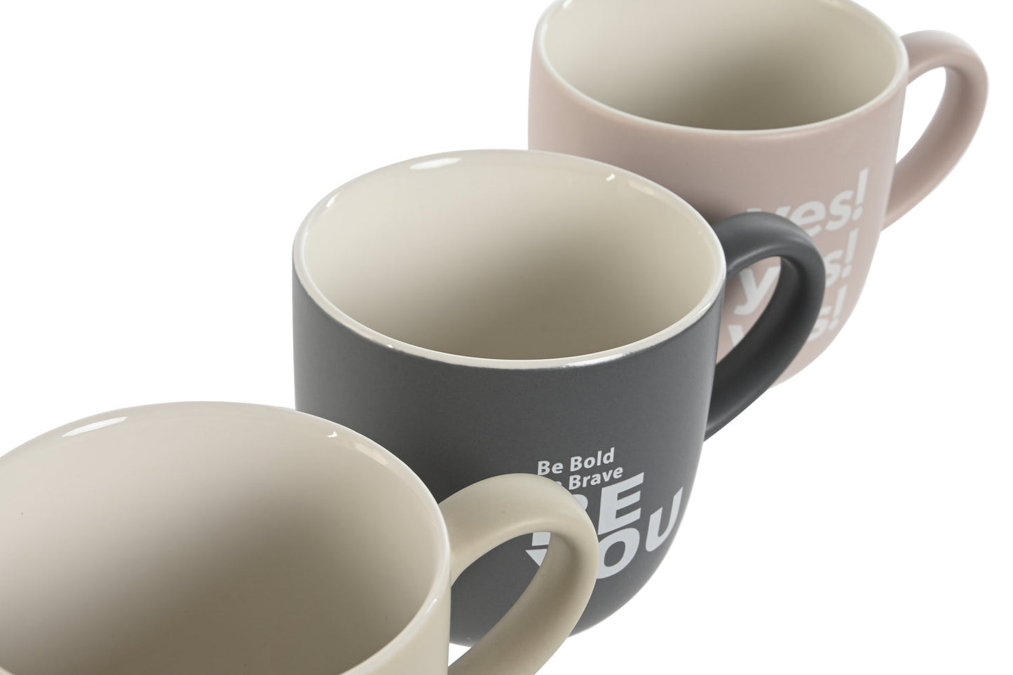 MUG SET 4 PORCELANA NEW BONE 13X9X9:4 410ML: ROSA