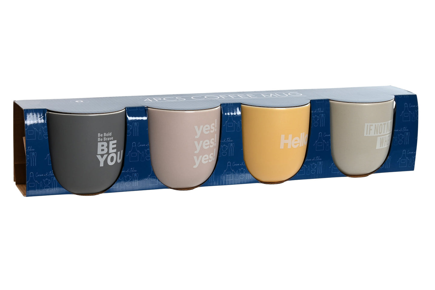 MUG SET 4 PORCELANA NEW BONE 13X9X9:4 410ML: ROSA