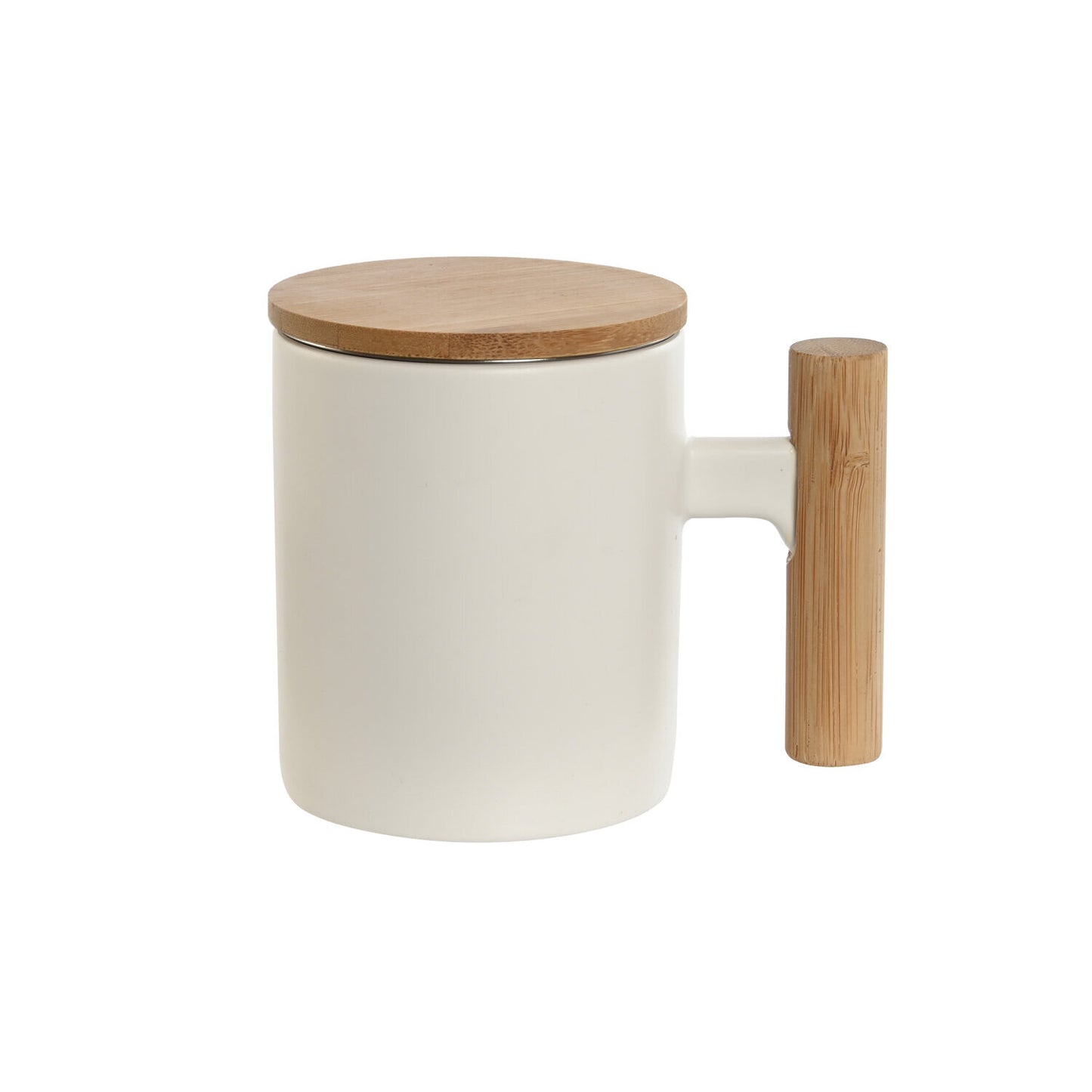 MUG INFUSIONES PORCELANA INOX 12X9X11 360ML BLANCO