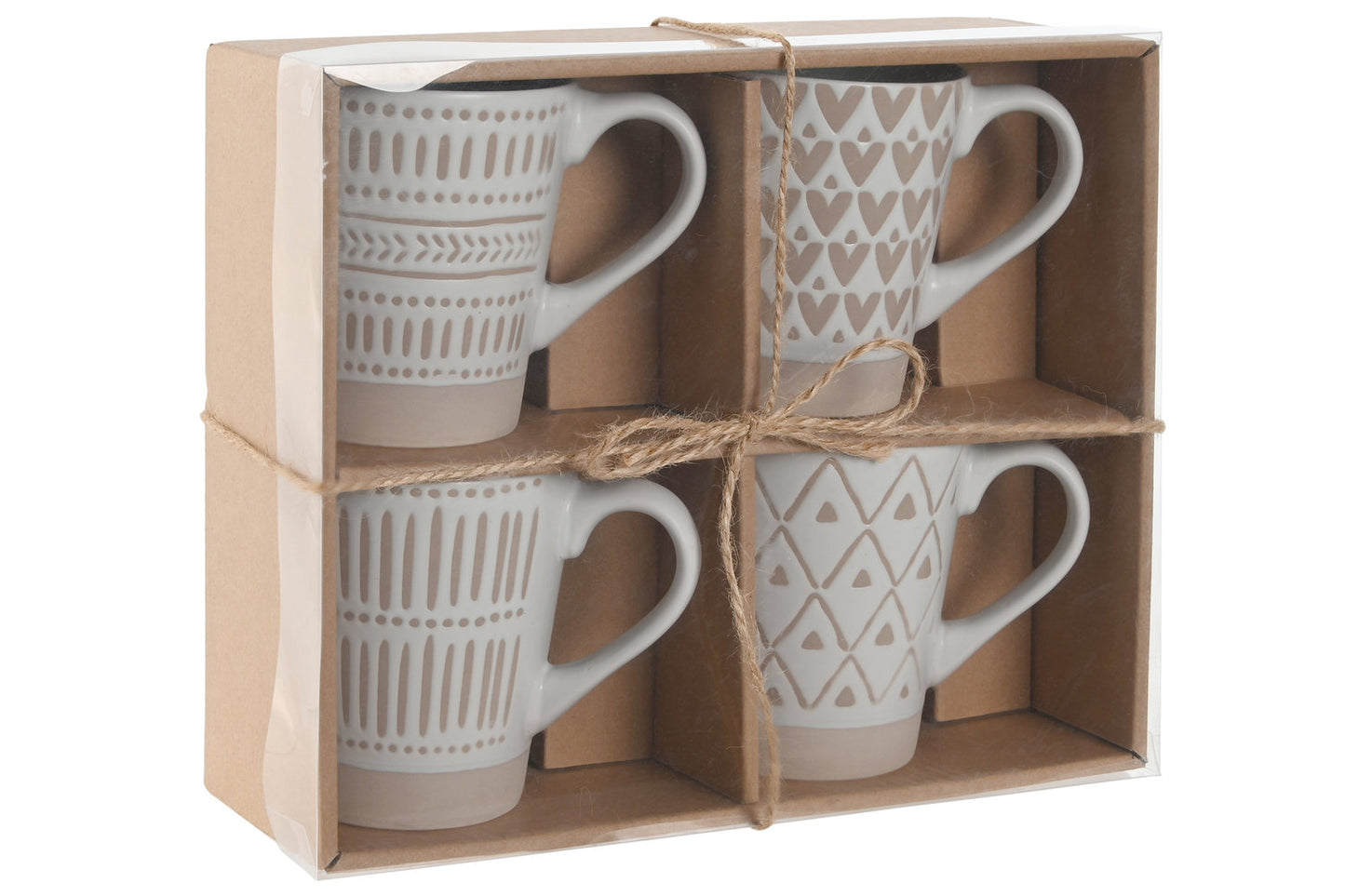 MUG SET 4 GRES 9X7X10:6 360ML MATE BLANCO