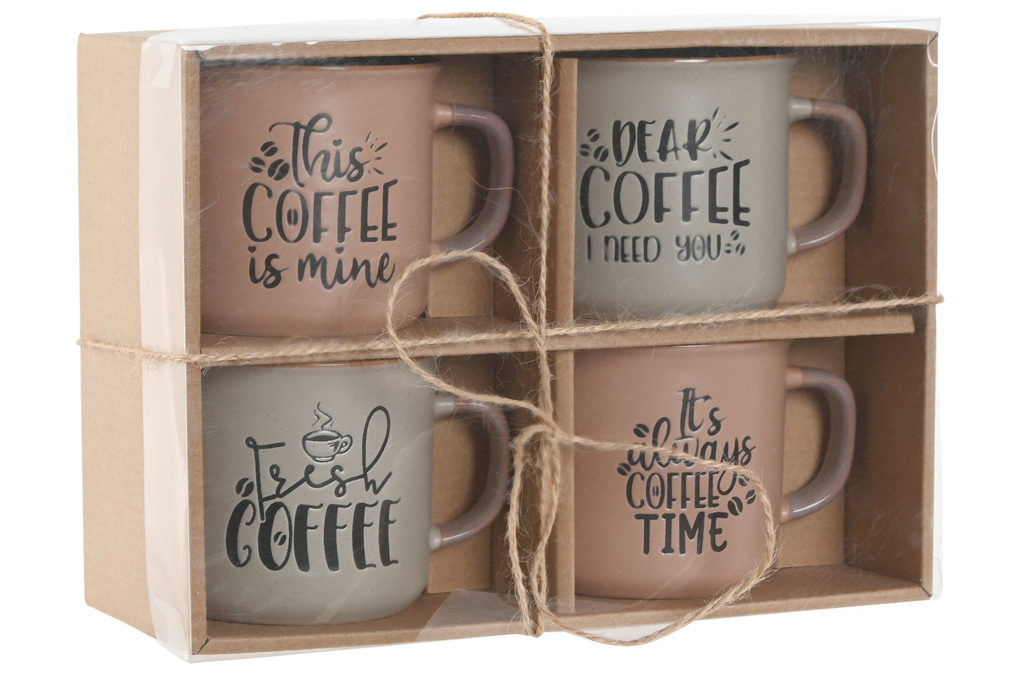 MUG SET 4 GRES 9X7X8 285ML MATE ROSA