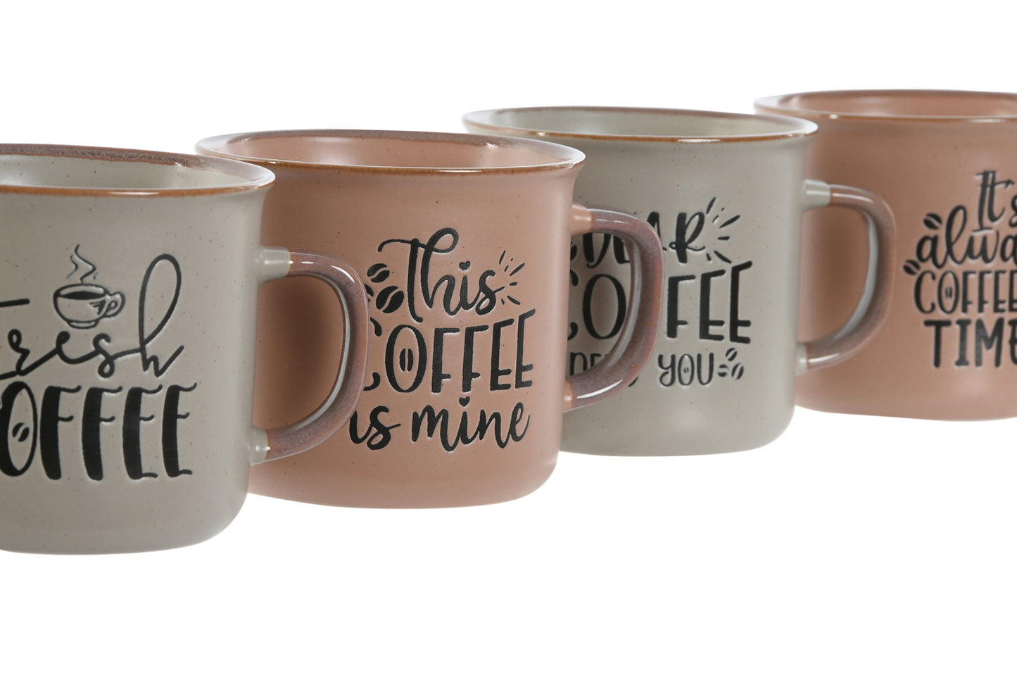 MUG SET 4 GRES 9X7X8 285ML MATE ROSA