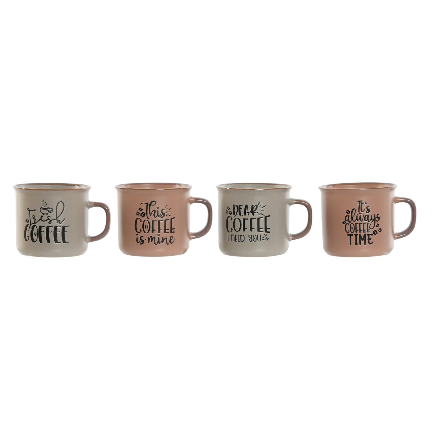 MUG SET 4 GRES 9X7X8 285ML MATE ROSA