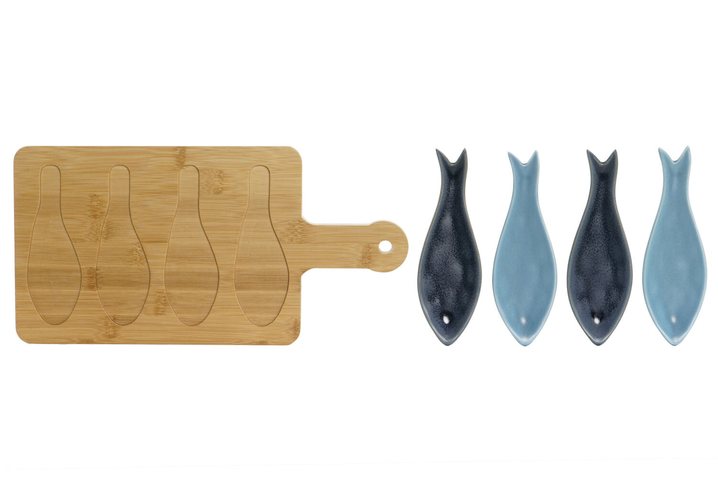 APERITIVO SET 5 PORCELANA BAMBU 36X18X1:3 PECES