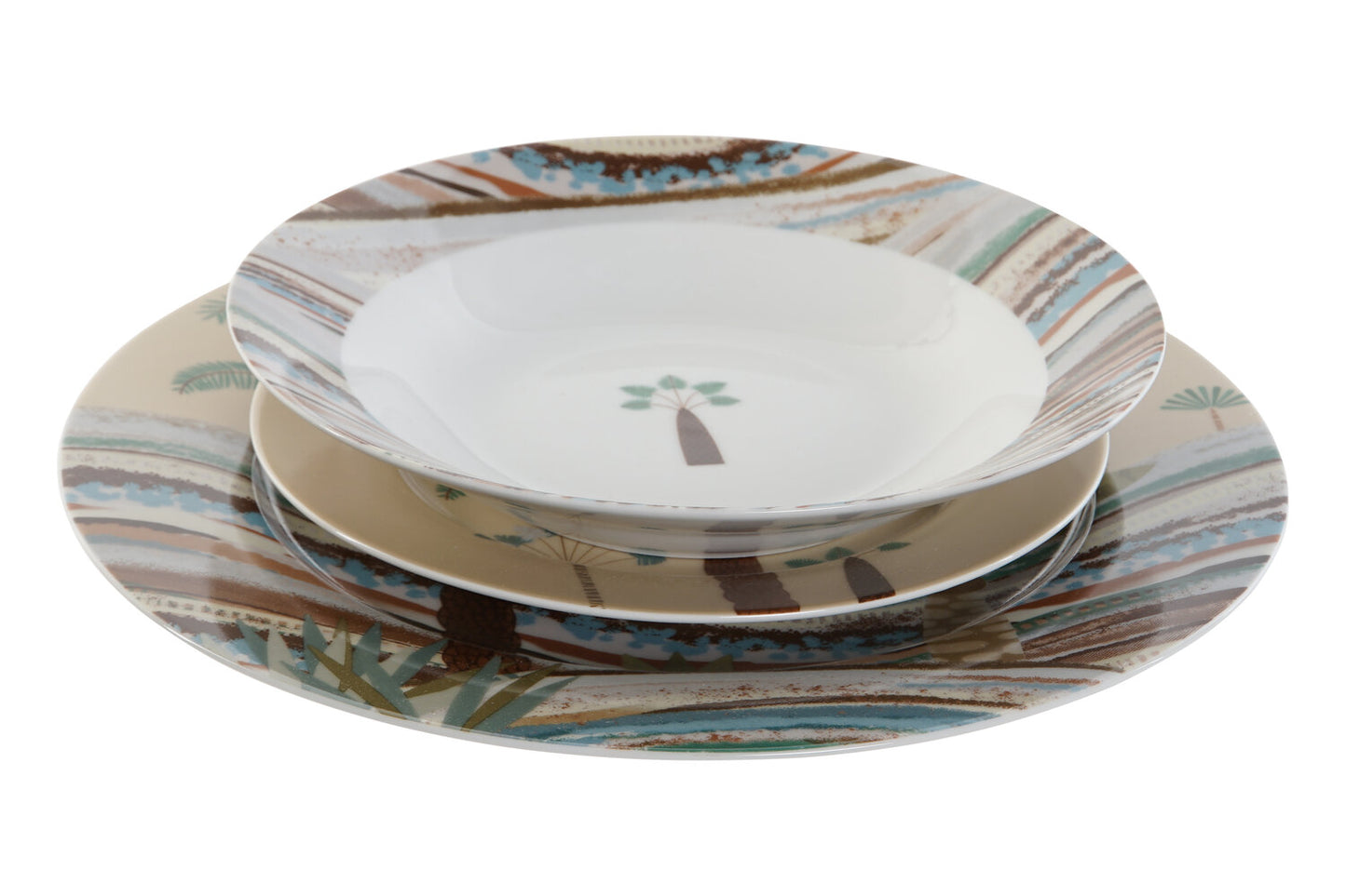 VAJILLA SET 18 PORCELANA 27X27X2 CALIMA TERRACOTA