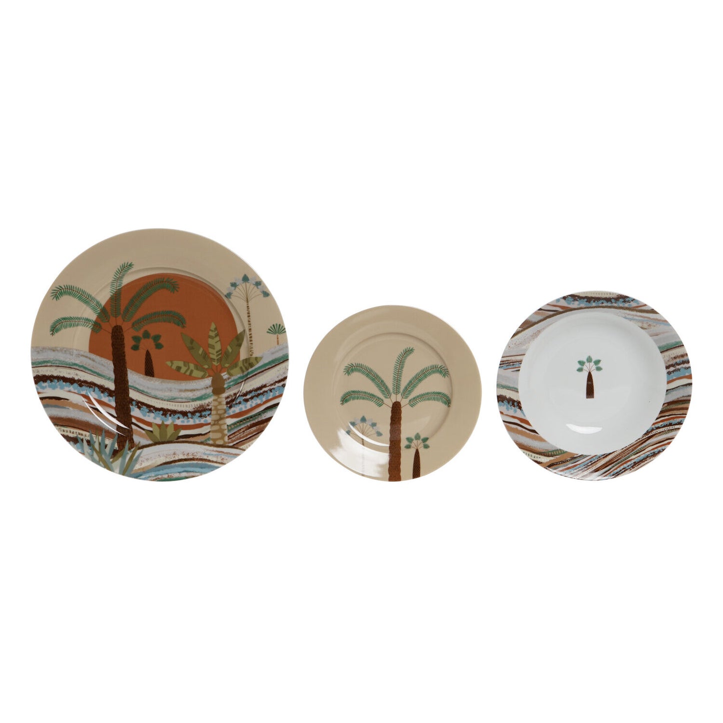 VAJILLA SET 18 PORCELANA 27X27X2 CALIMA TERRACOTA
