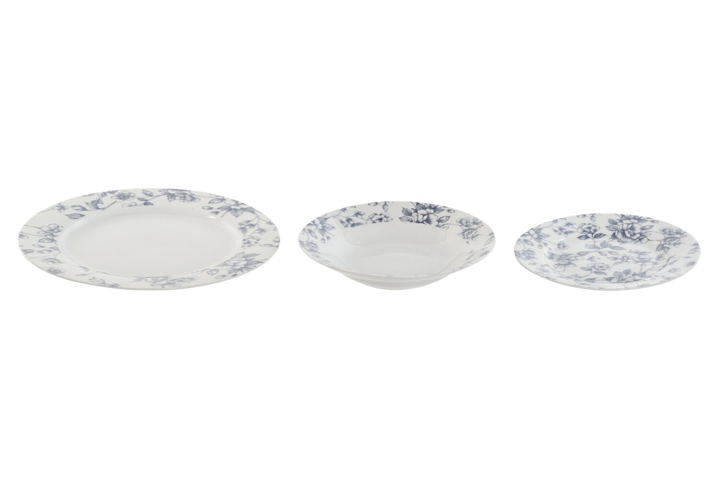 VAJILLA SET 18 PORCELANA 27X27X2 FLORAL AZUL