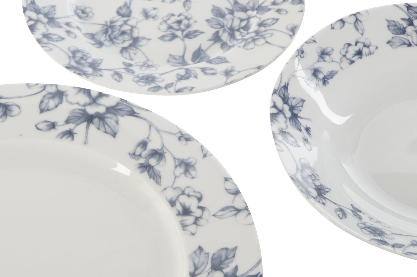 VAJILLA SET 18 PORCELANA 27X27X2 FLORAL AZUL