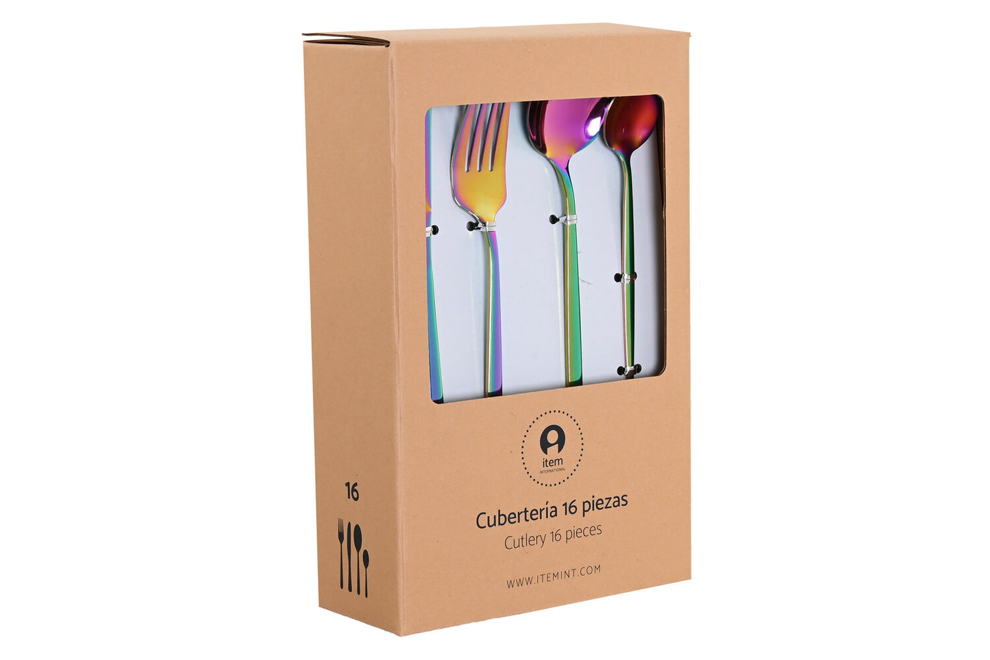 CUBERTERIA SET 16 INOX 3X1:5X13 3MM IRIDISCENTE