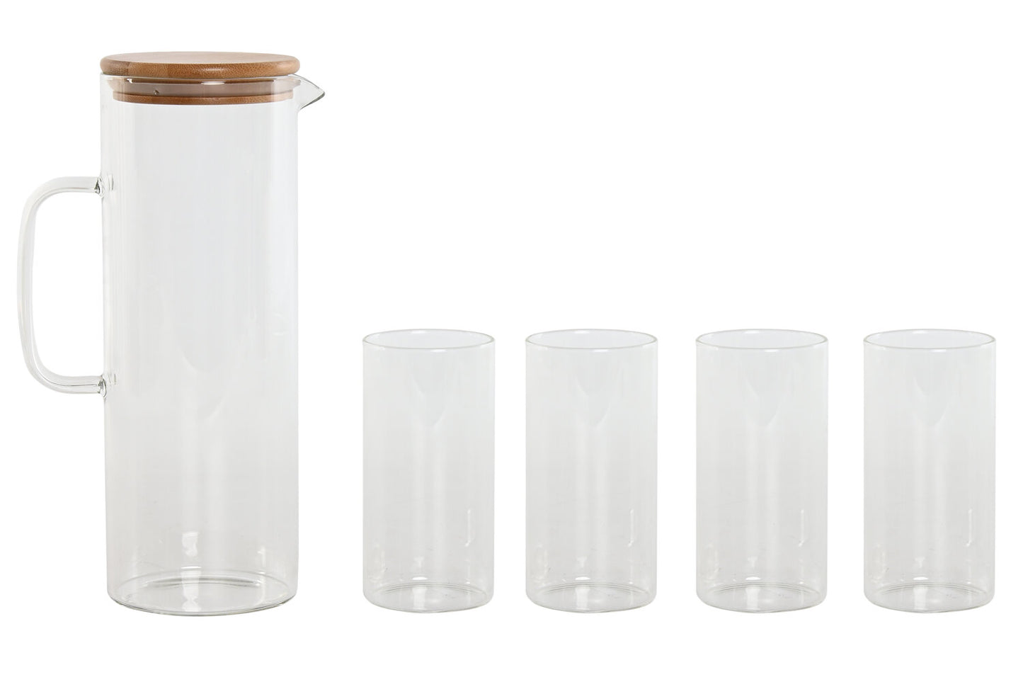 VASO SET 5 BOROSILICATO 8X8X9:6 210ML JARRA 1L