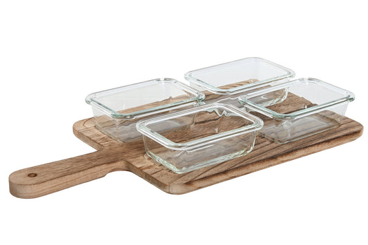 TABLA APERITIVO SET 5 CRISTAL 39:5X20X5 350ML