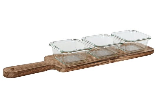 TABLA APERITIVO SET 4 CRISTAL 43X10X5:5 140ML