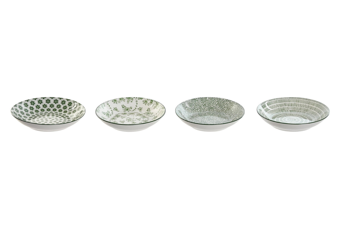 PLATO SET 4 PORCELANA 20X20X4 VERDE