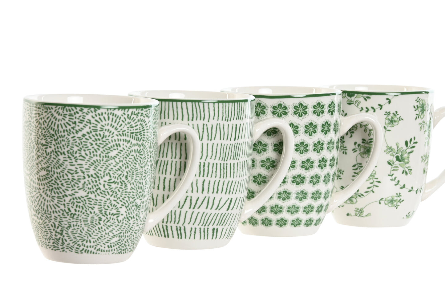 MUG SET 4 PORCELANA 12X9X10:5 340ML VERDE