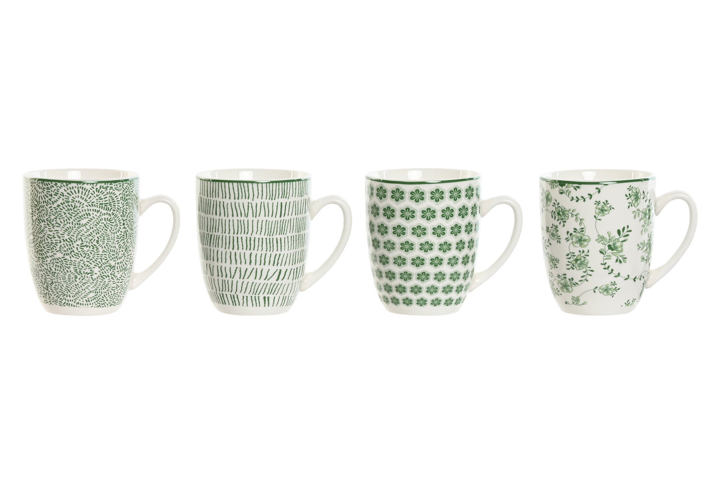 MUG SET 4 PORCELANA 12X9X10:5 340ML VERDE