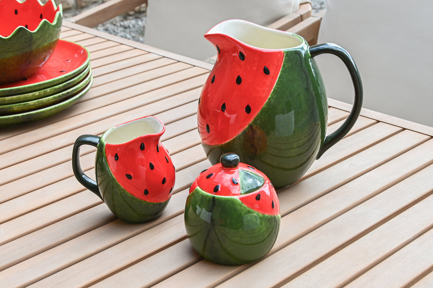 AZUCARERO SET 2 GRES 11:5X9X11 SANDIA ROJO