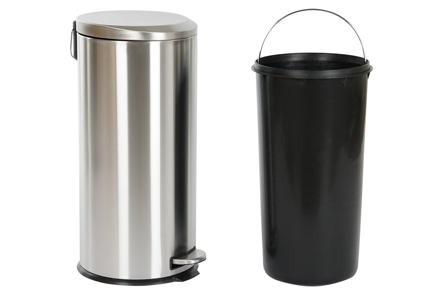 PAPELERA INOX PP 29:5X29:5X62:5 30L: MATE PLATEADO
