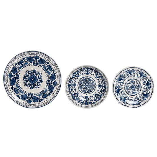 VAJILLA SET 18 PORCELANA 27X27X2 ETNICA AZUL