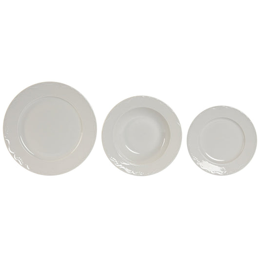 VAJILLA SET 18 PORCELANA 27X27X2 CLASICA BLANCO