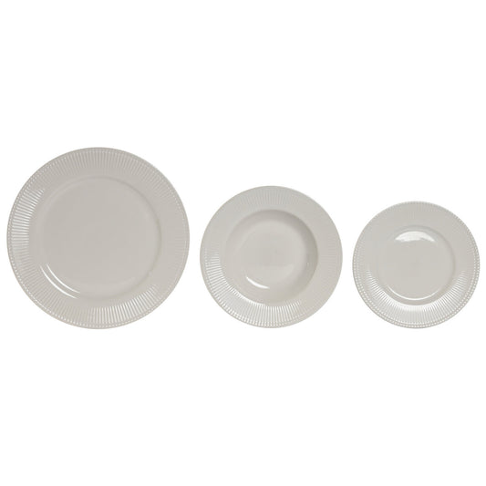 VAJILLA SET 18 PORCELANA 27X27X2 RAYAS BLANCO