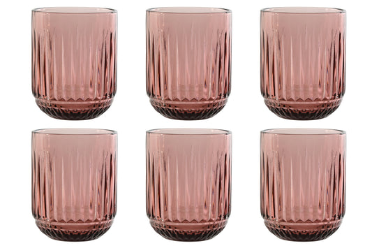 VASO SET 6 CRISTAL 7:5X7:5X9:5 275ML RAYADO ROSA