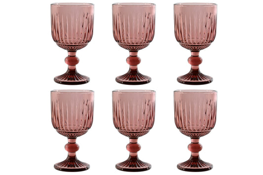 COPA SET 6 CRISTAL 8X8X14:5 260ML RAYADO ROSA