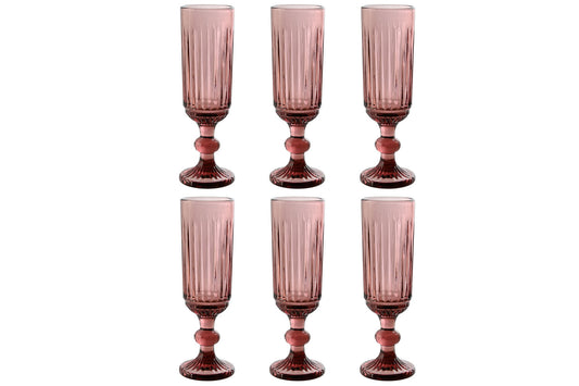 COPA SET 6 CRISTAL 6X6X18:4 160ML RAYADO ROSA