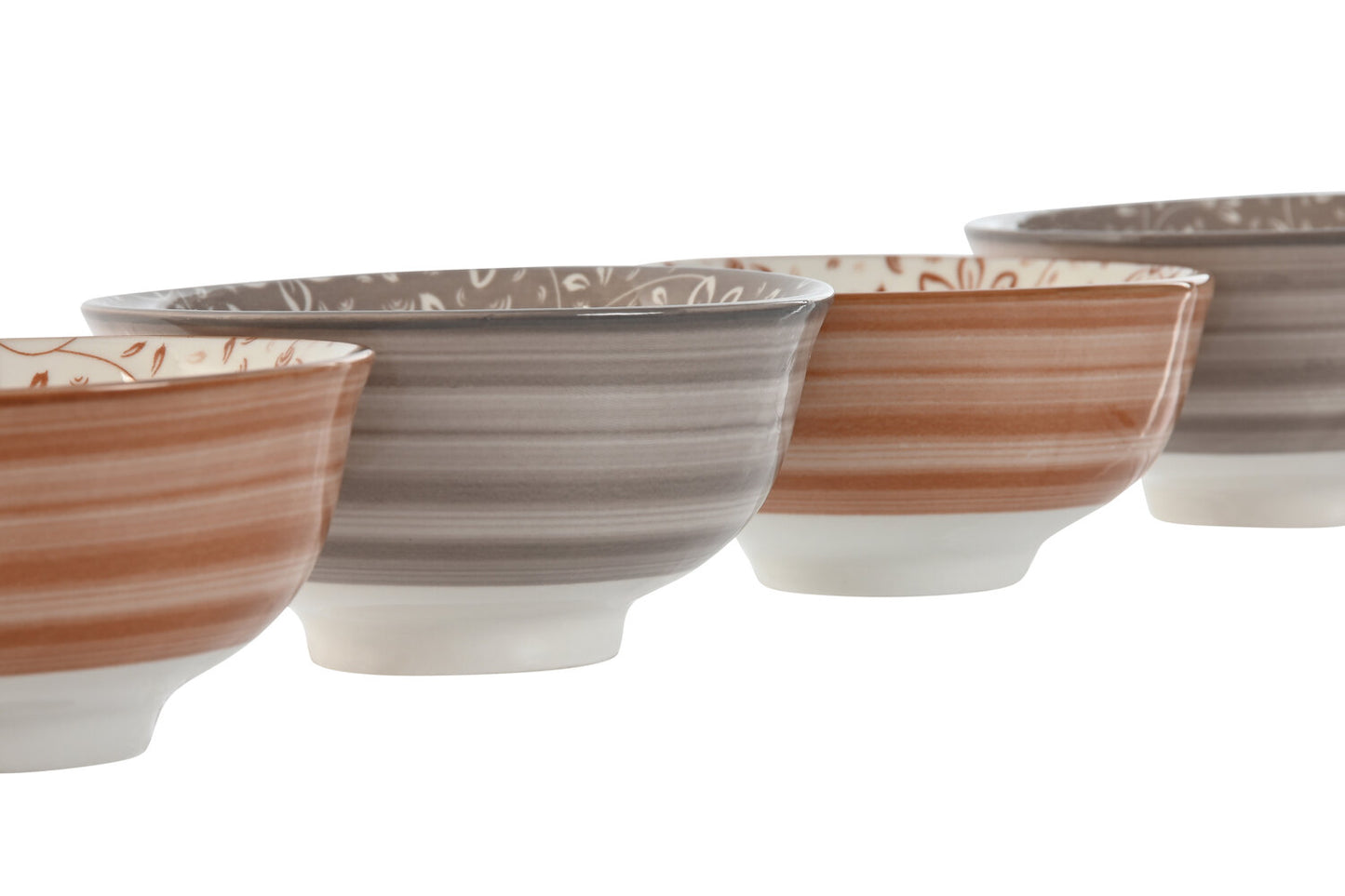 BOL SET 4 PORCELANA 11:5X11:5X6 FLORES BEIGE
