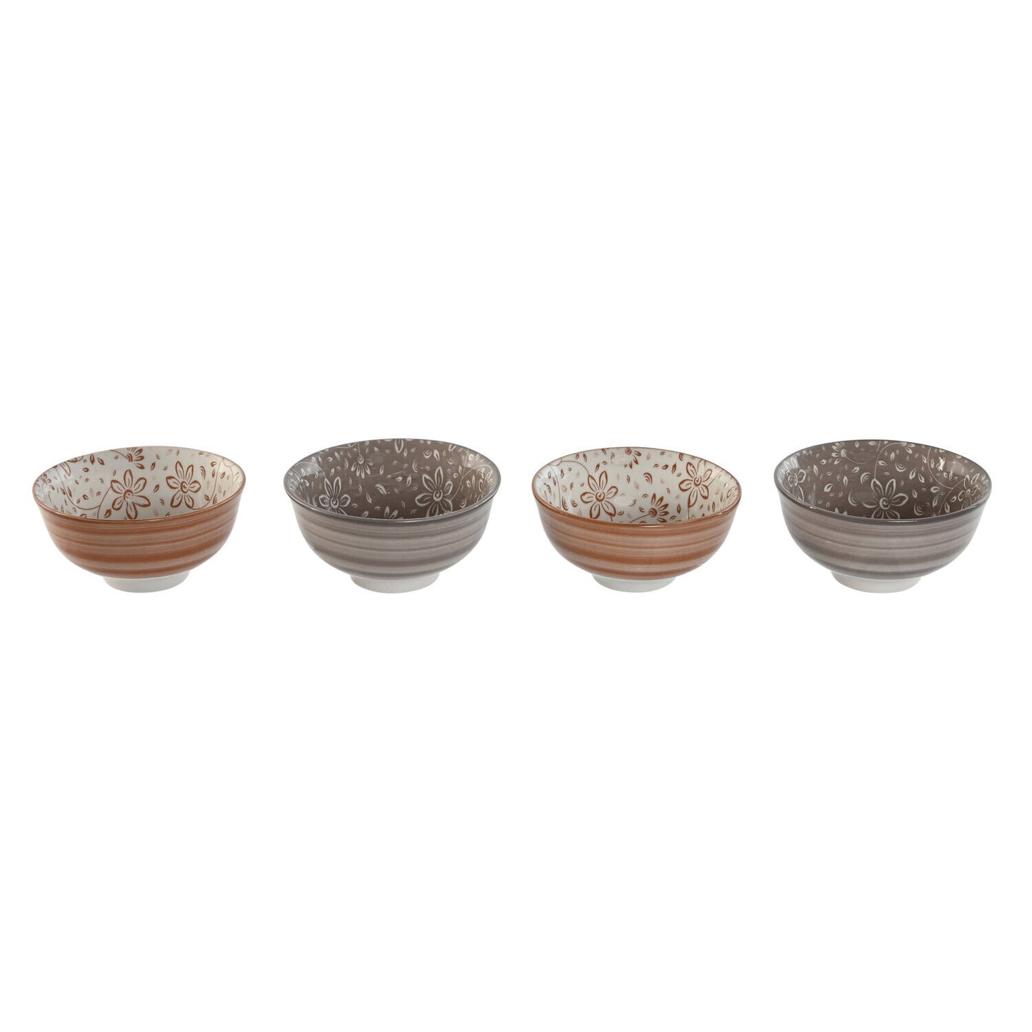 BOL SET 4 PORCELANA 11:5X11:5X6 FLORES BEIGE
