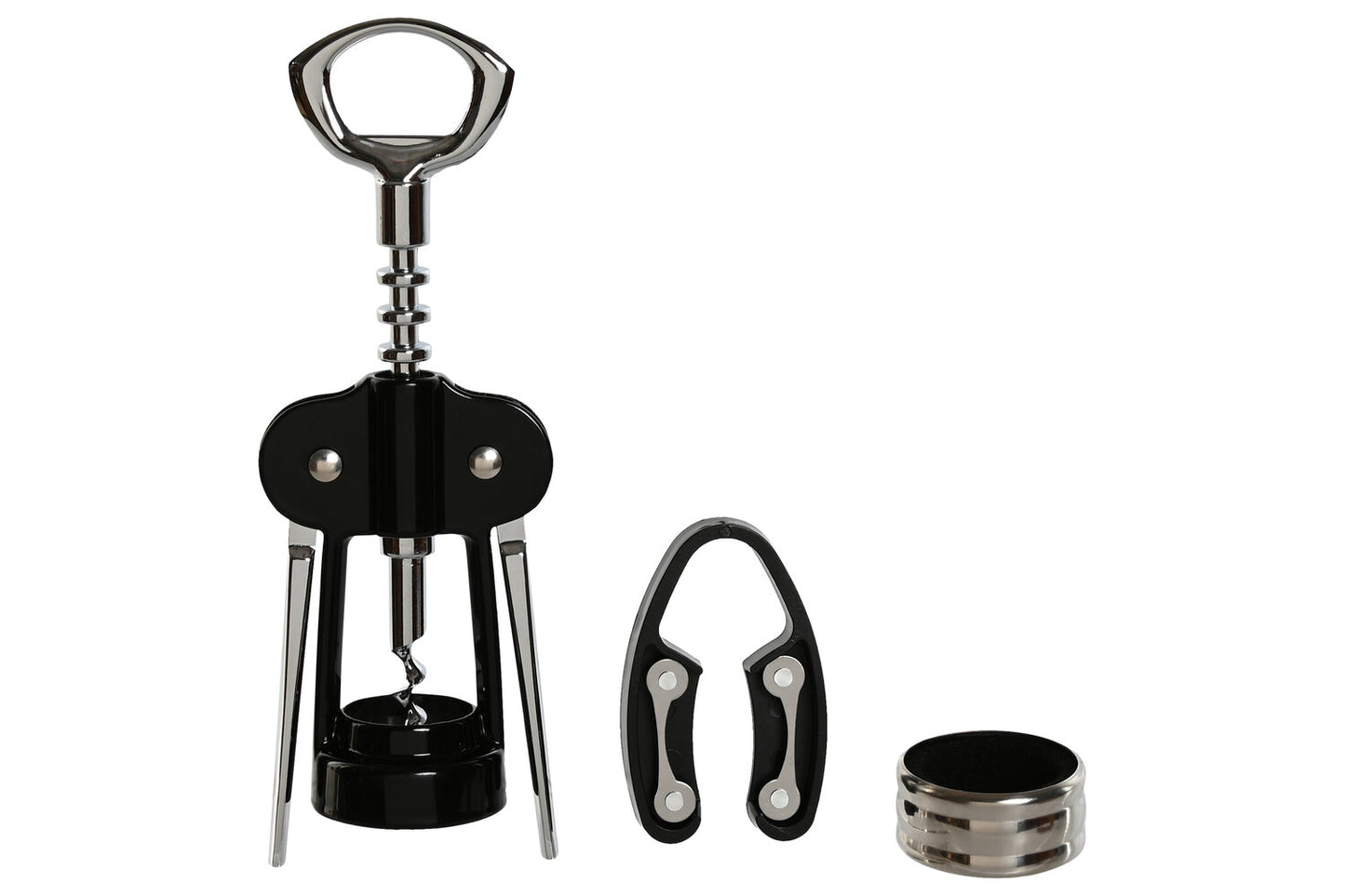 VINO SET 3 INOX MDF 21X14:5X5:4 NEGRO