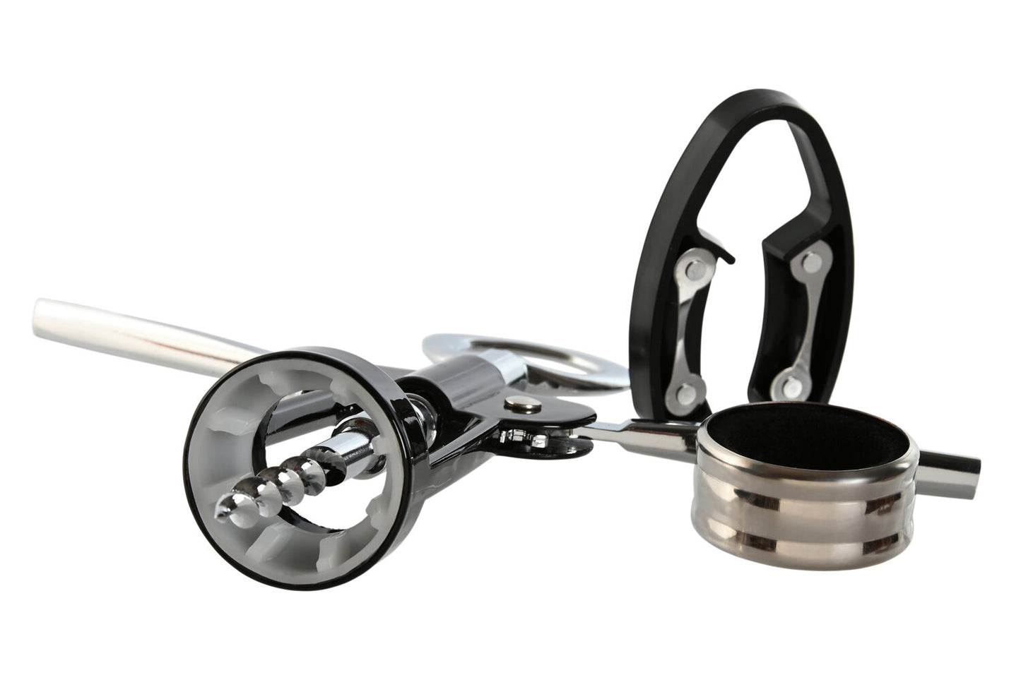 VINO SET 3 INOX MDF 21X14:5X5:4 NEGRO