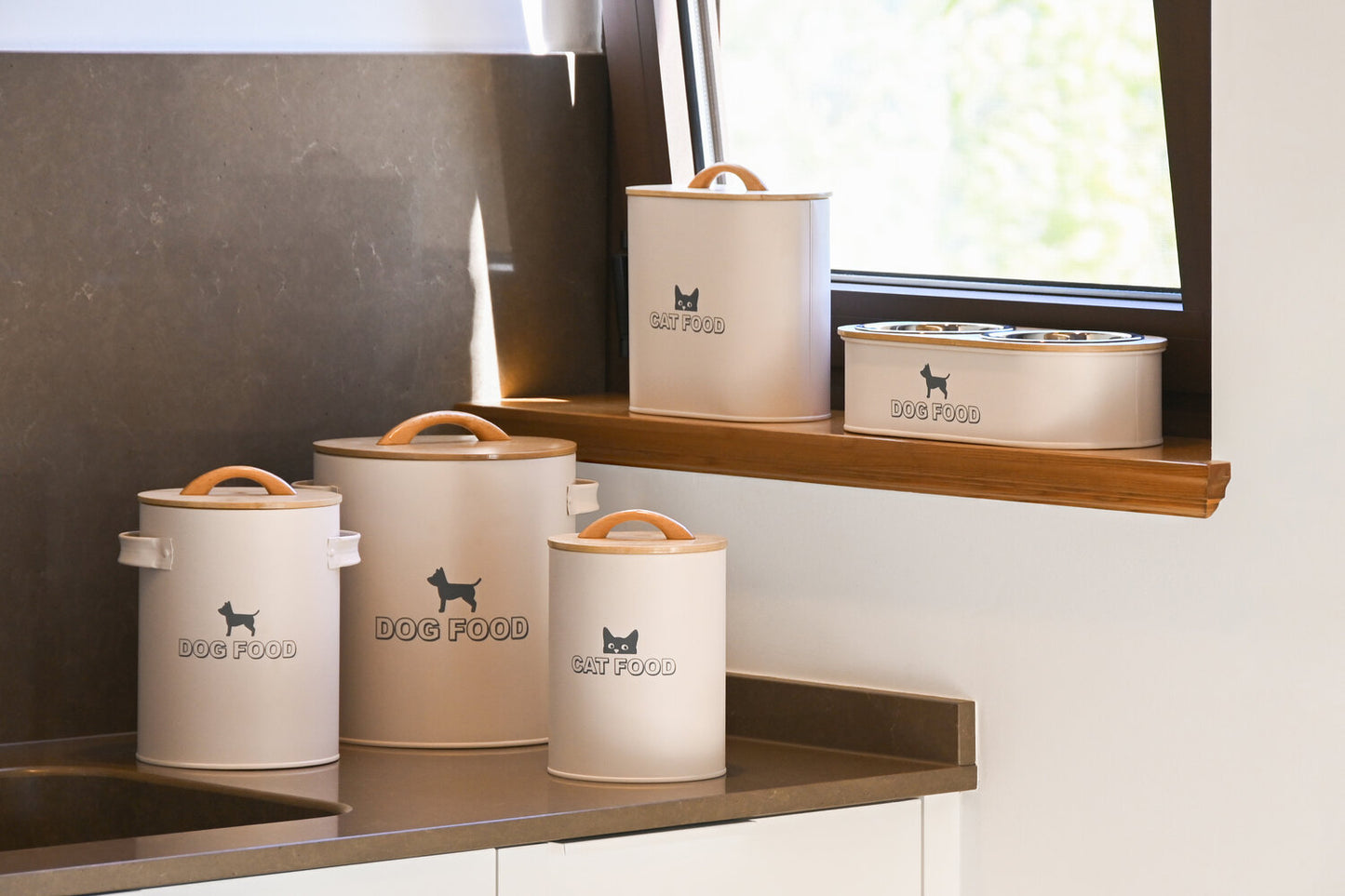 BOTE METAL BAMBU 14X14X20 2:5L COMIDA BEIGE