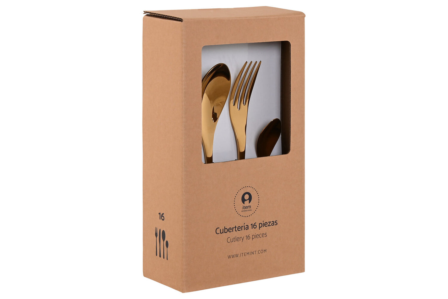 CUBERTERIA SET 16 INOX 2X1:5X25:5 2MM DORADO
