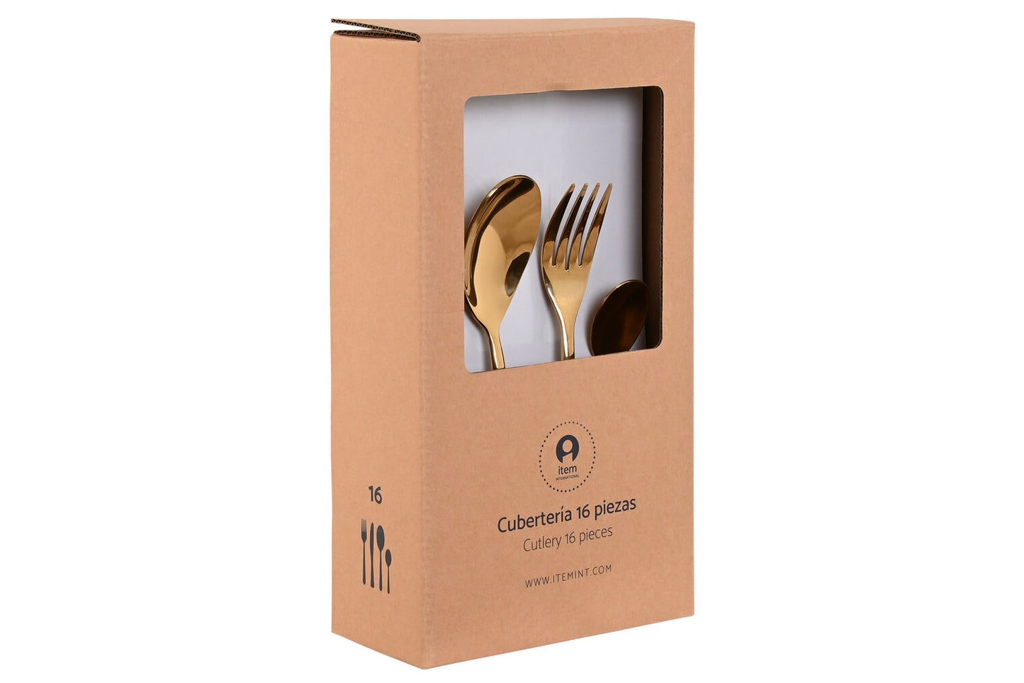 CUBERTERIA SET 16 INOX 1:8X0:8X23:5 2MM DORADO