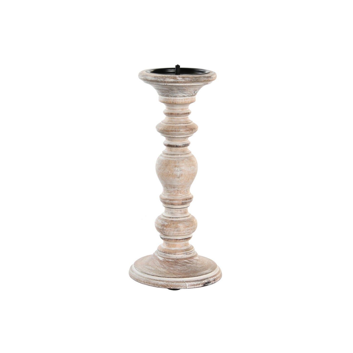 CANDELABRO MANGO METAL 14X14X32 DESGASTADO BLANCO