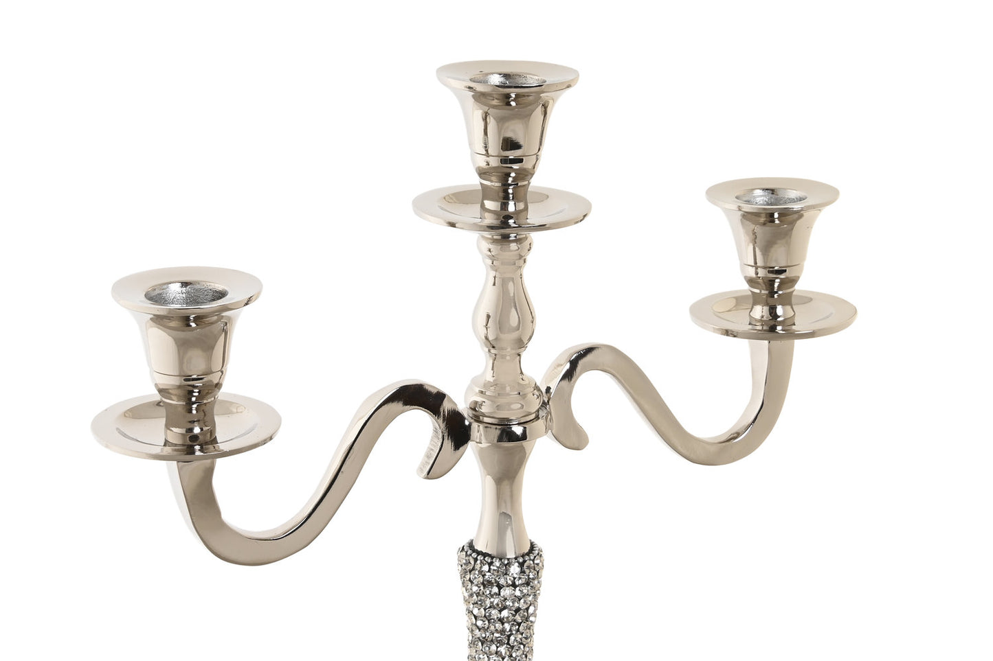 CANDELABRO ALUMINIO 26X10X35 3 VELAS PLATEADO