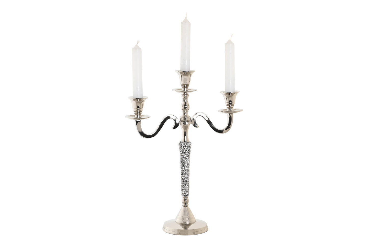 CANDELABRO ALUMINIO 26X10X35 3 VELAS PLATEADO