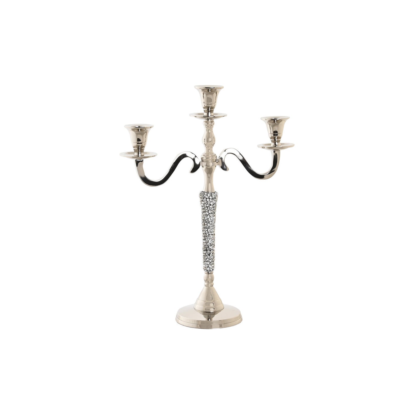 CANDELABRO ALUMINIO 26X10X35 3 VELAS PLATEADO