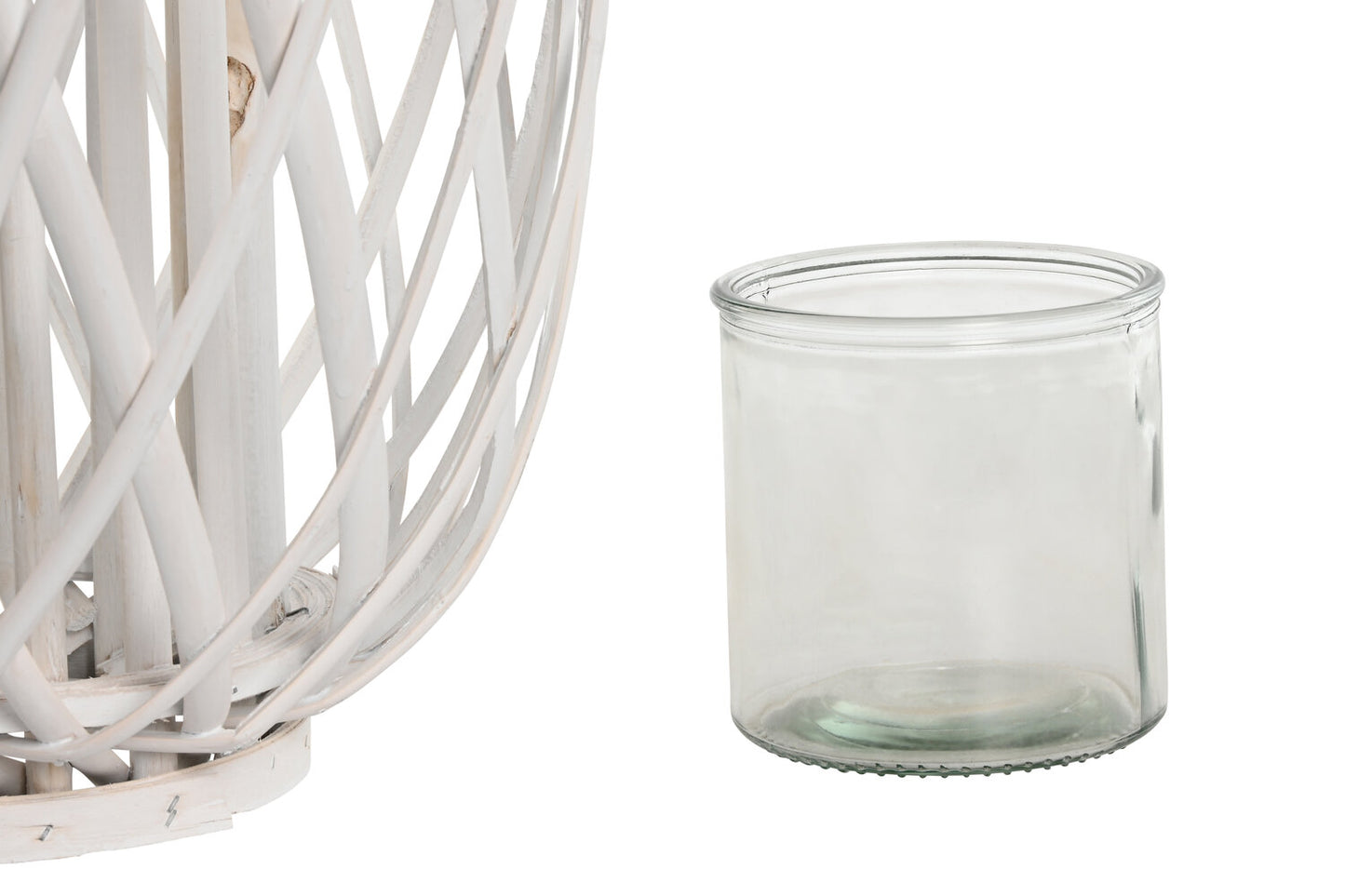 PORTAVELA MIMBRE CRISTAL 34X34X80 BLANCO