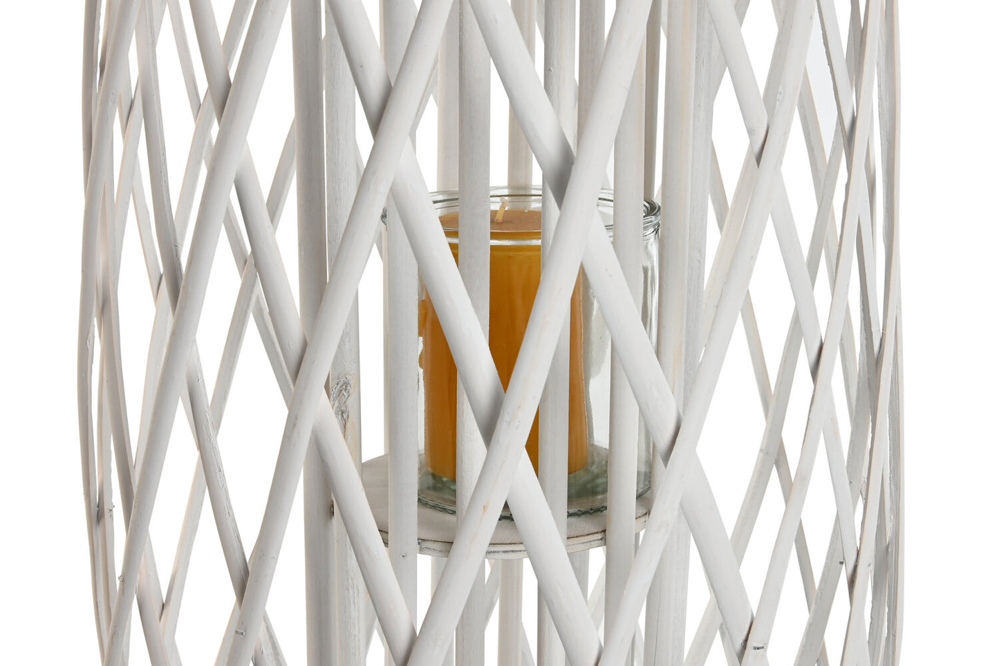 PORTAVELA MIMBRE CRISTAL 34X34X80 BLANCO