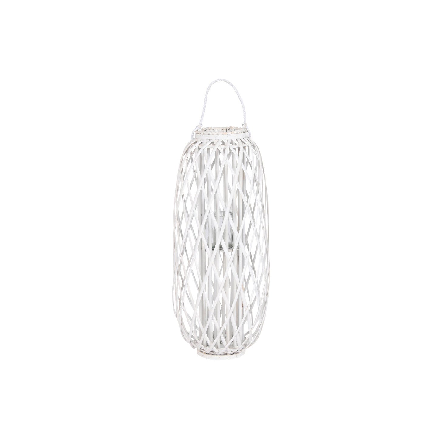 PORTAVELA MIMBRE CRISTAL 34X34X80 BLANCO