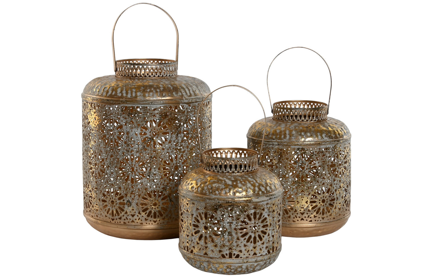 PORTAVELA SET 3 METAL 24X24X32 DECAPE DORADO