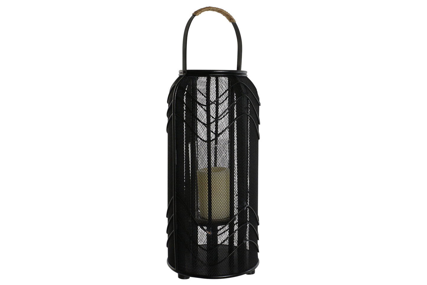 PORTAVELA METAL RATAN 21:5X21:5X43:5 NEGRO