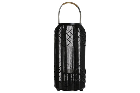 PORTAVELA METAL RATAN 21:5X21:5X43:5 NEGRO