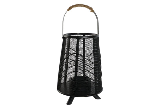 PORTAVELA METAL RATAN 23X23X31:5 NEGRO