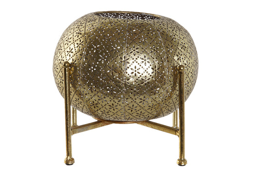 PORTAVELA METAL CRISTAL 24X24X20 DORADO